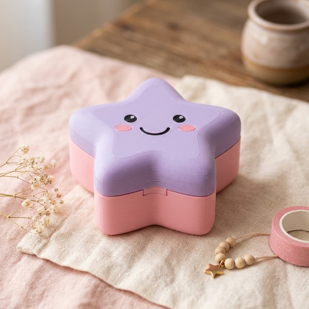 Cute 3D printed smiling star box